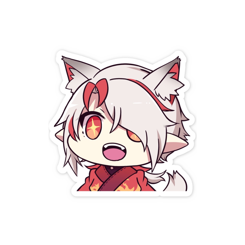 【3周年記念】ちびスマホステッカー(狐キラキラ)