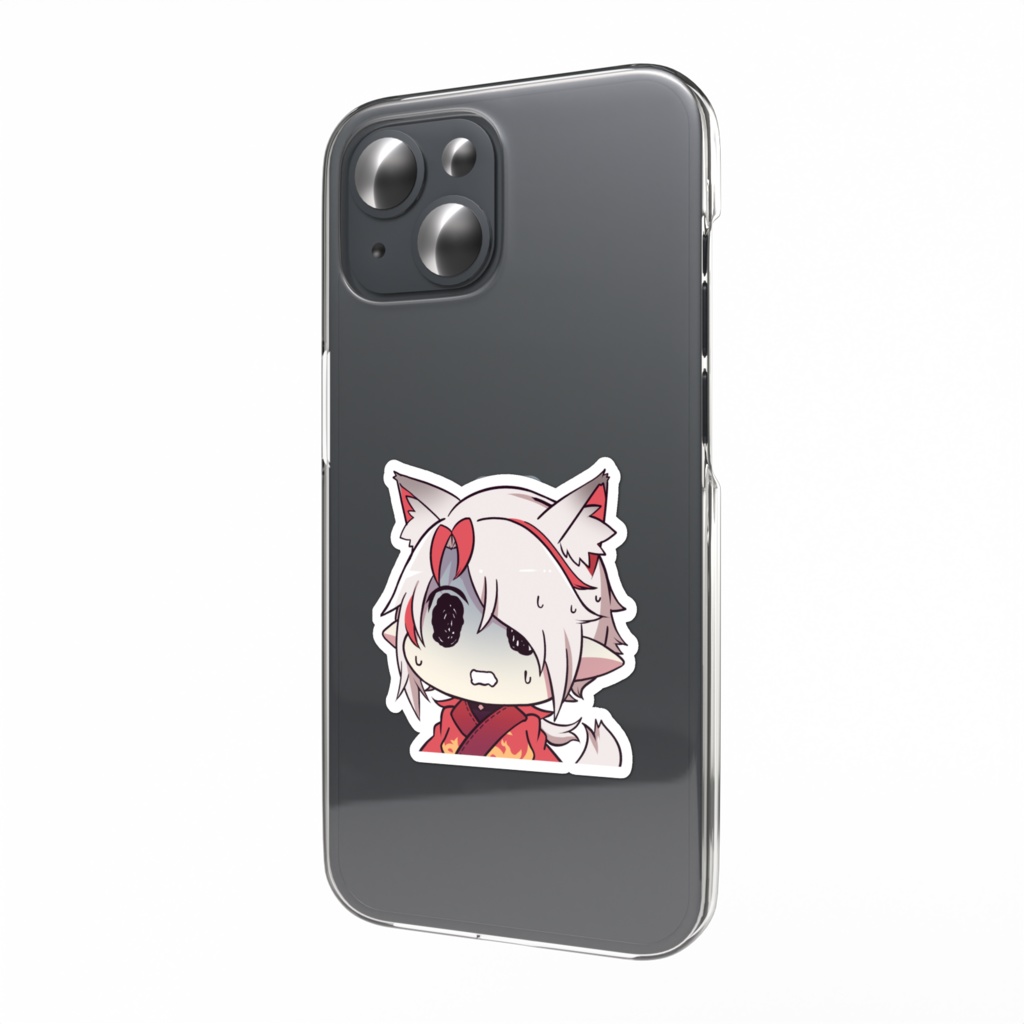 【3周年記念】ちびスマホステッカー(狐焦り)