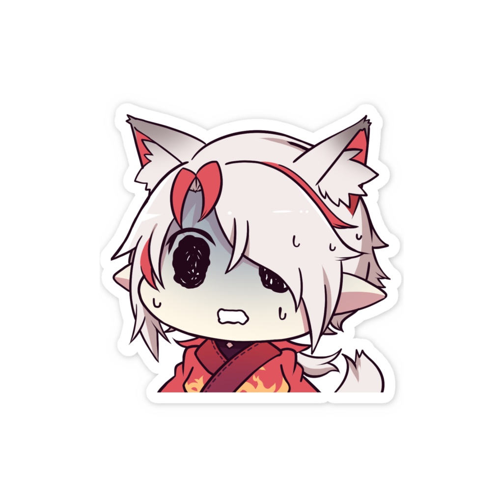 【3周年記念】ちびスマホステッカー(狐焦り)