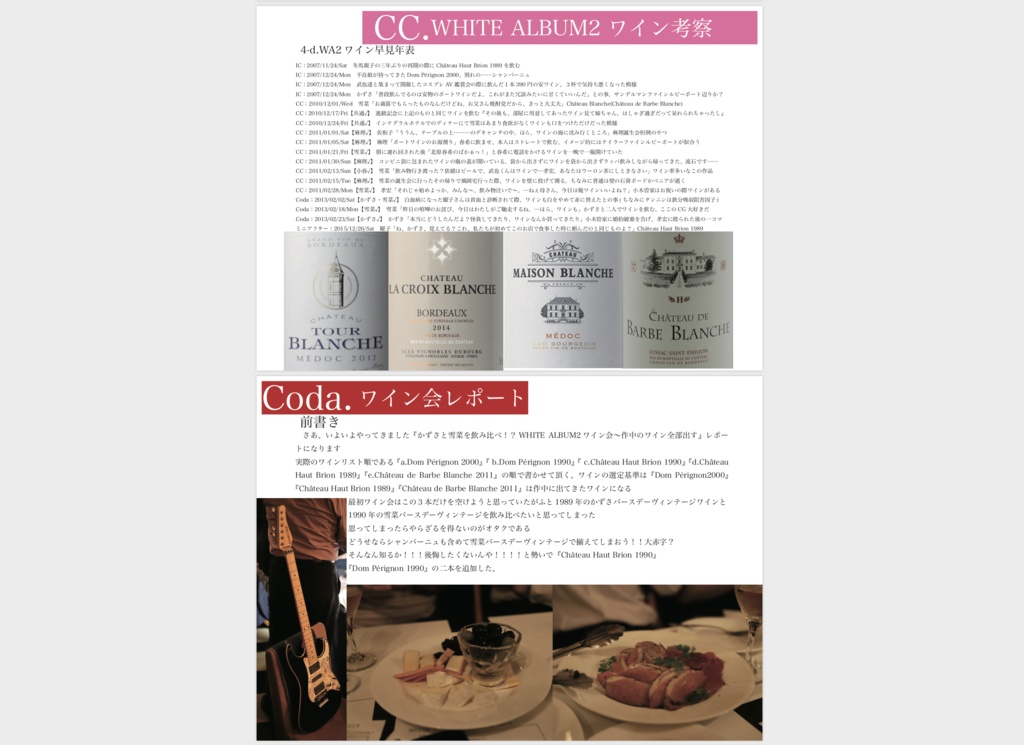 (受注生産)WHITE ALBUM2 WINE PARTY 2019