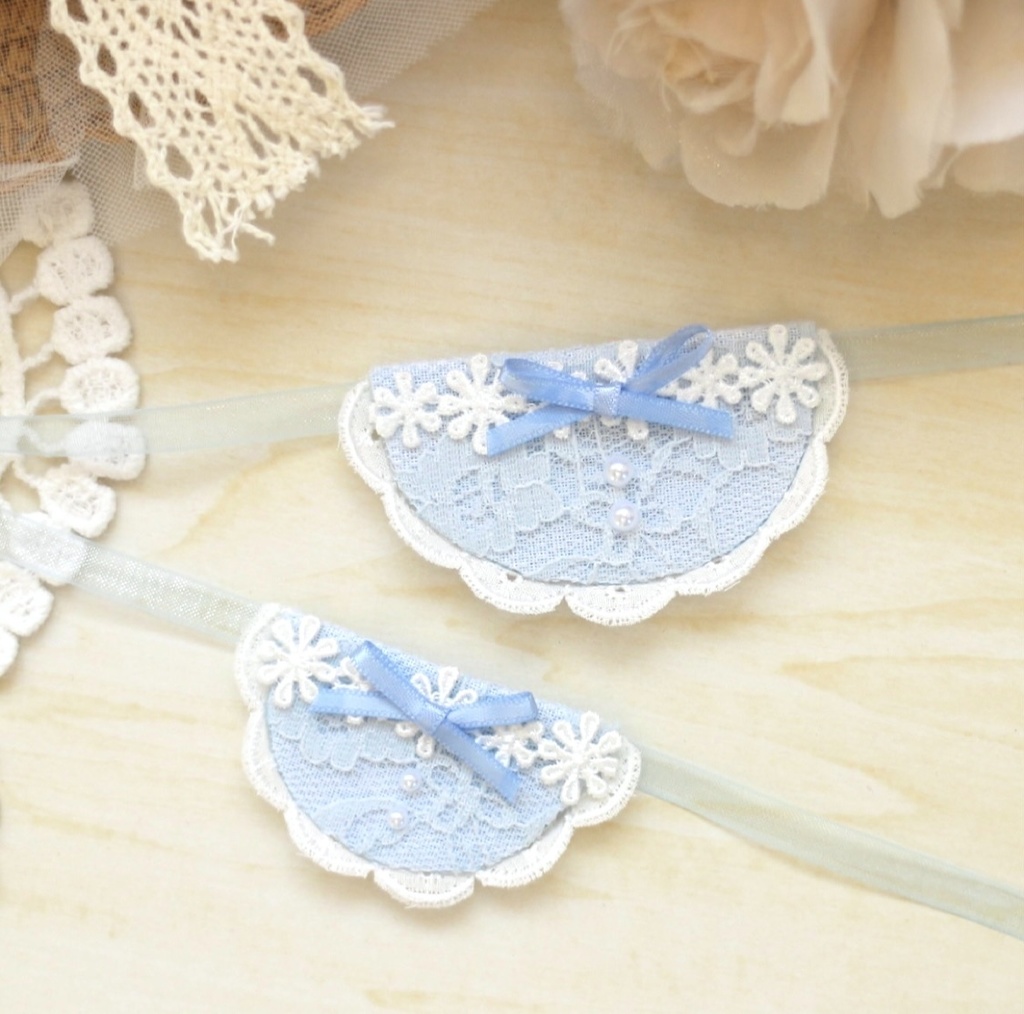 Lace bib Blue ⑅ ベビースタイ