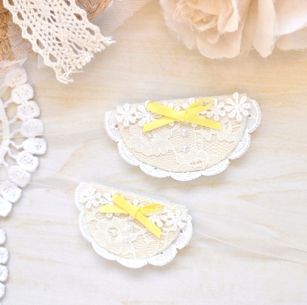 Lace bib Yellow ⑅ ベビースタイ