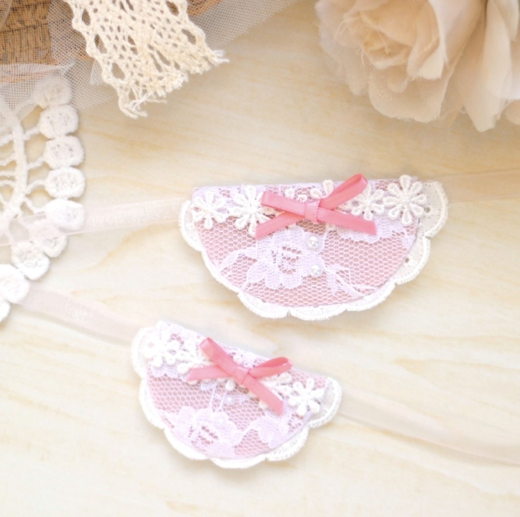 Lace bib Pink ⑅ ベビースタイ
