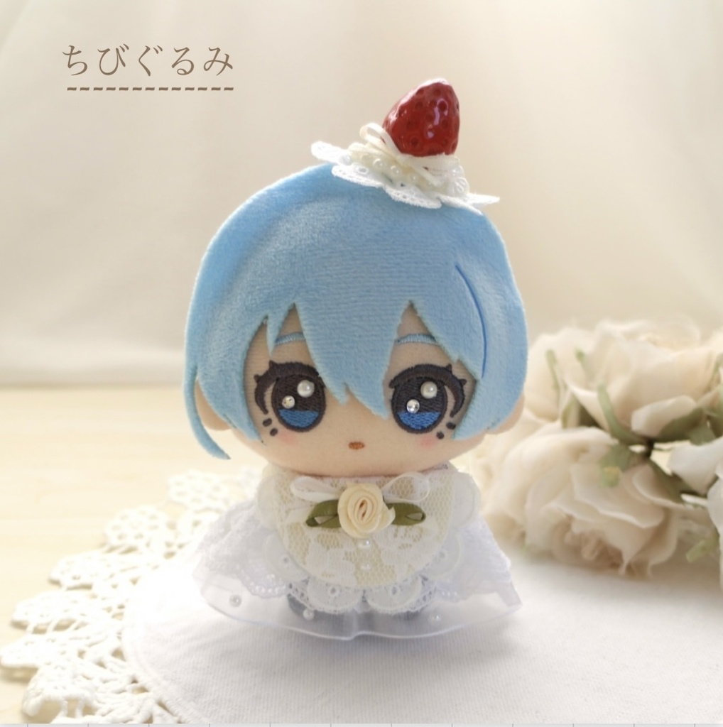 (カラー3色) ⑅ 手作り苺のヘッドドレス にじまる、にじぬい、ちびぐるみsize