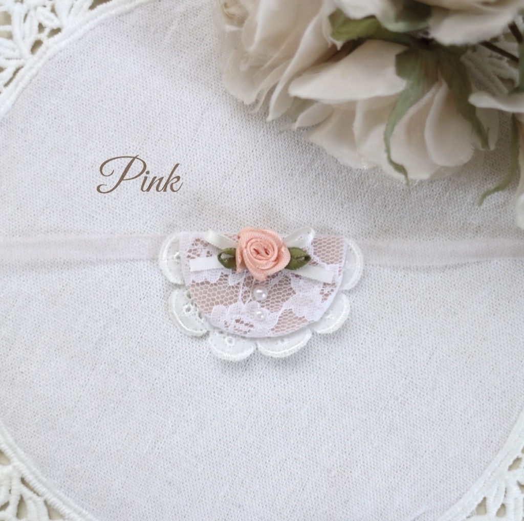 (カラー3色) ⑅ Lace bib Rose ベビースタイ