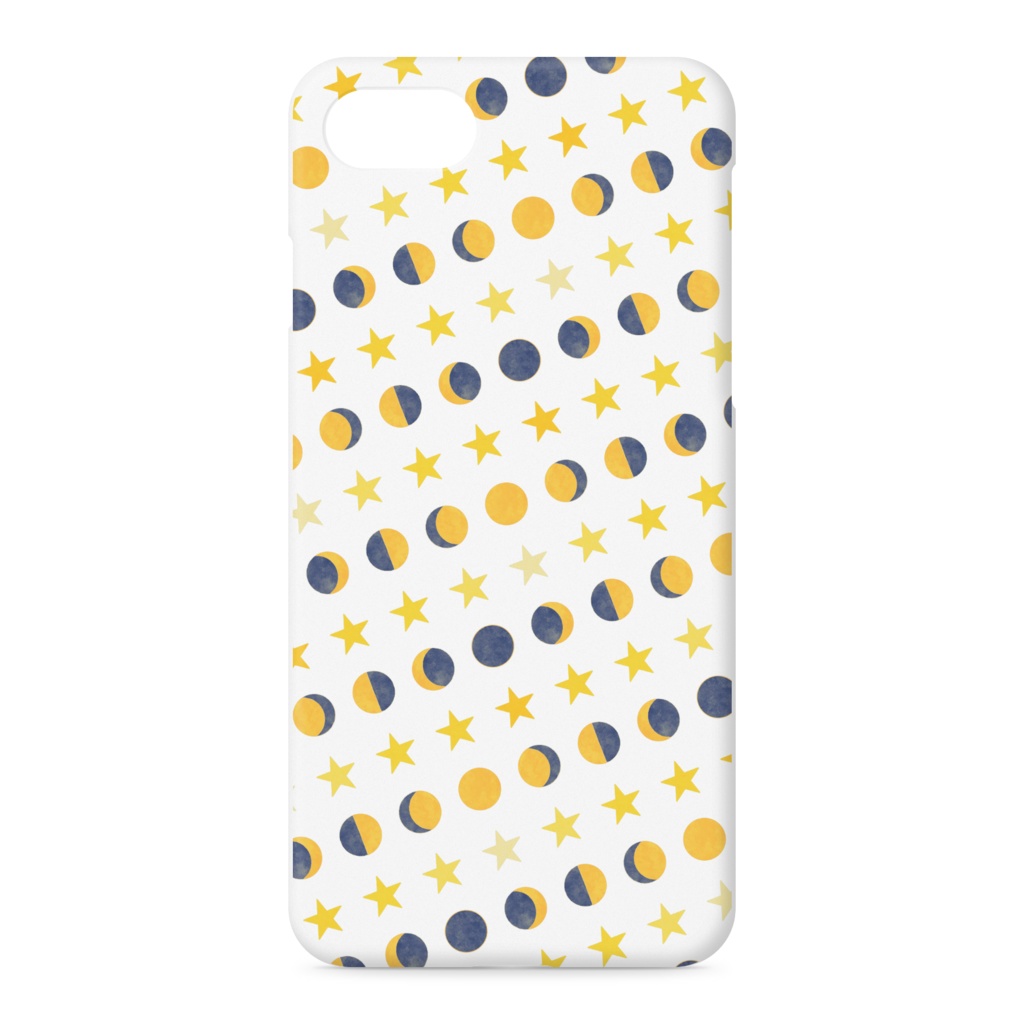 iPhoneケース・月と星・白