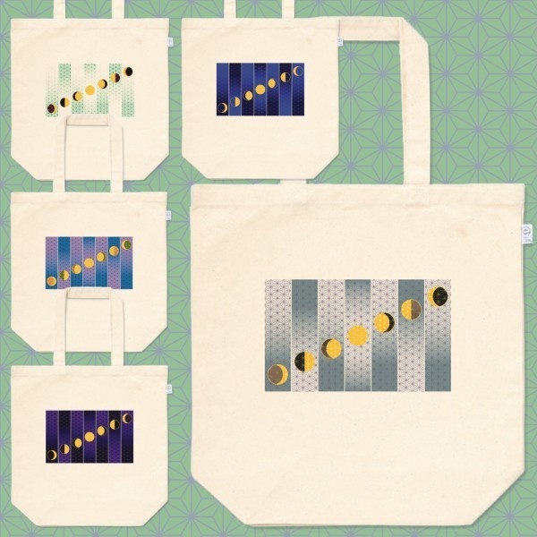 満ち欠け月・麻の葉トートバッグ