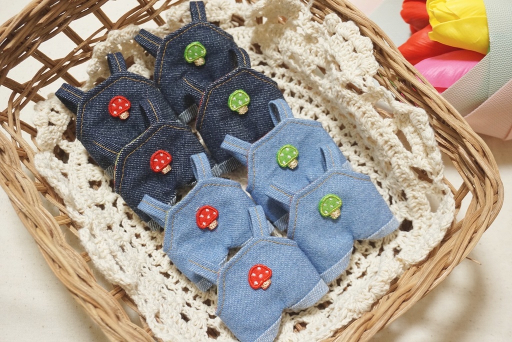 きのこペアサロペット(ライトブルー)