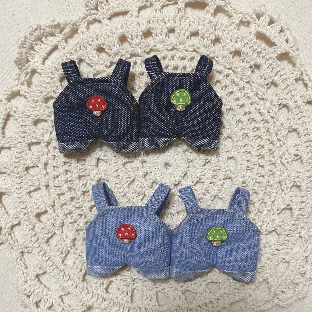 きのこペアサロペット(ライトブルー)