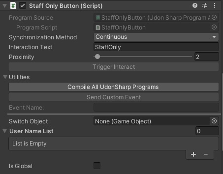 【VRChat】StaffOnlyButton【ワールドギミック】