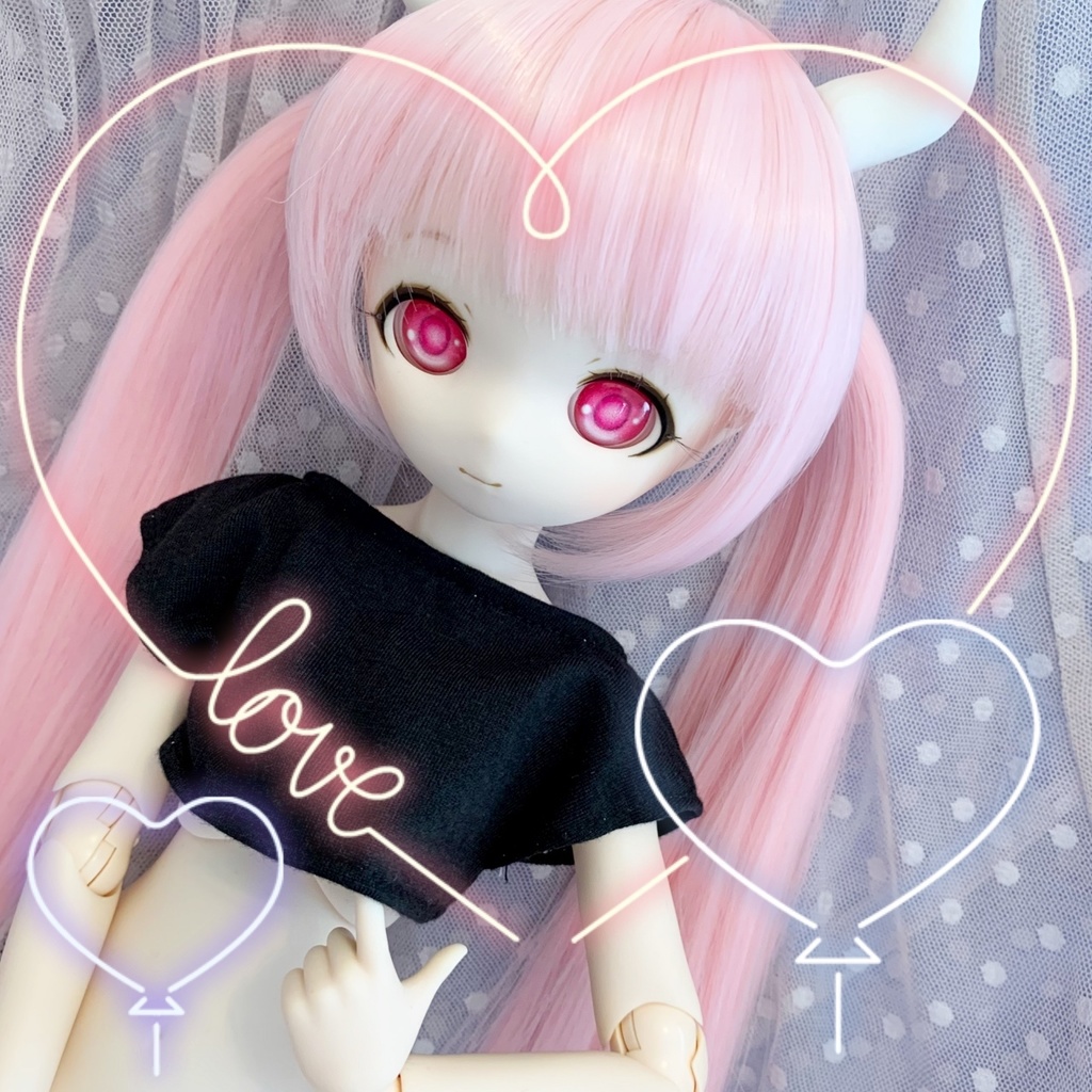 1/3 小悪魔 Tシャツ 黒 MDD DD ショート ドール服 オビツ50 48 羽 翼 悪魔 デビル 病みかわ