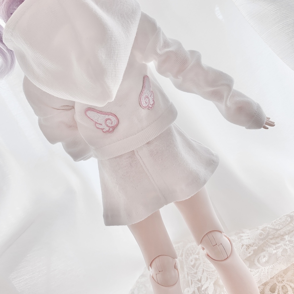 ピーチ 1/3 天使 パーカー ショート 羽 MDD DDドール服 オビツ50 白