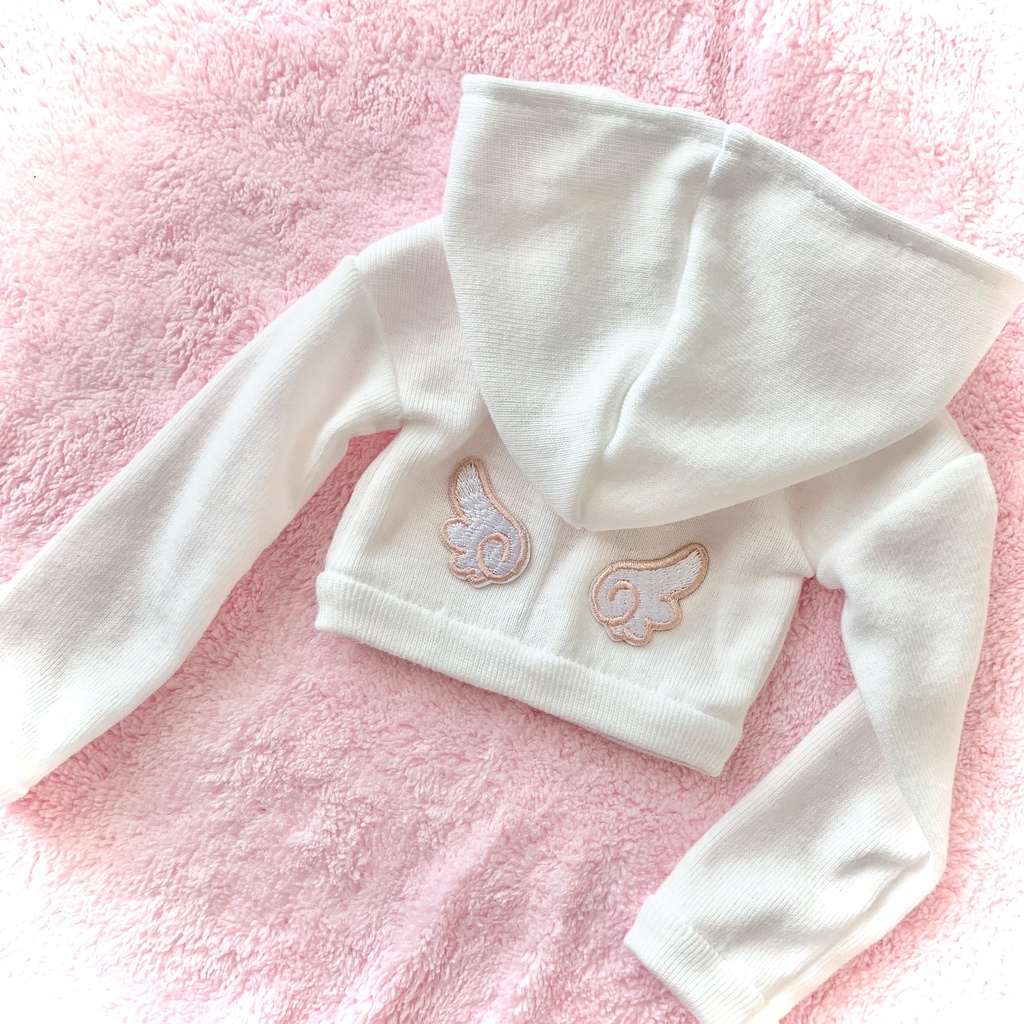 ピーチ 1/3 天使 パーカー ショート 羽 MDD DDドール服 オビツ50 白