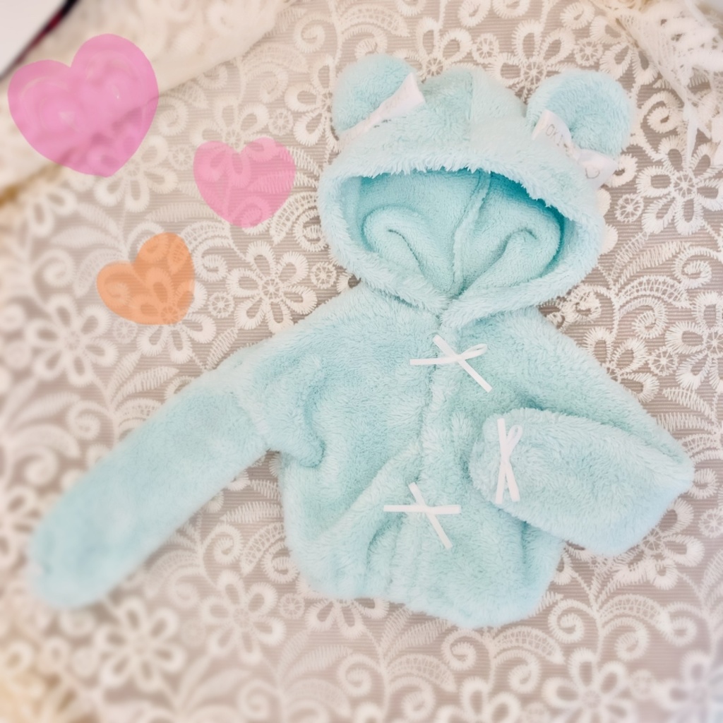 1/3 くま耳 パーカー MDD DD ドール服 オビツ50 もちあし くま ミント 白