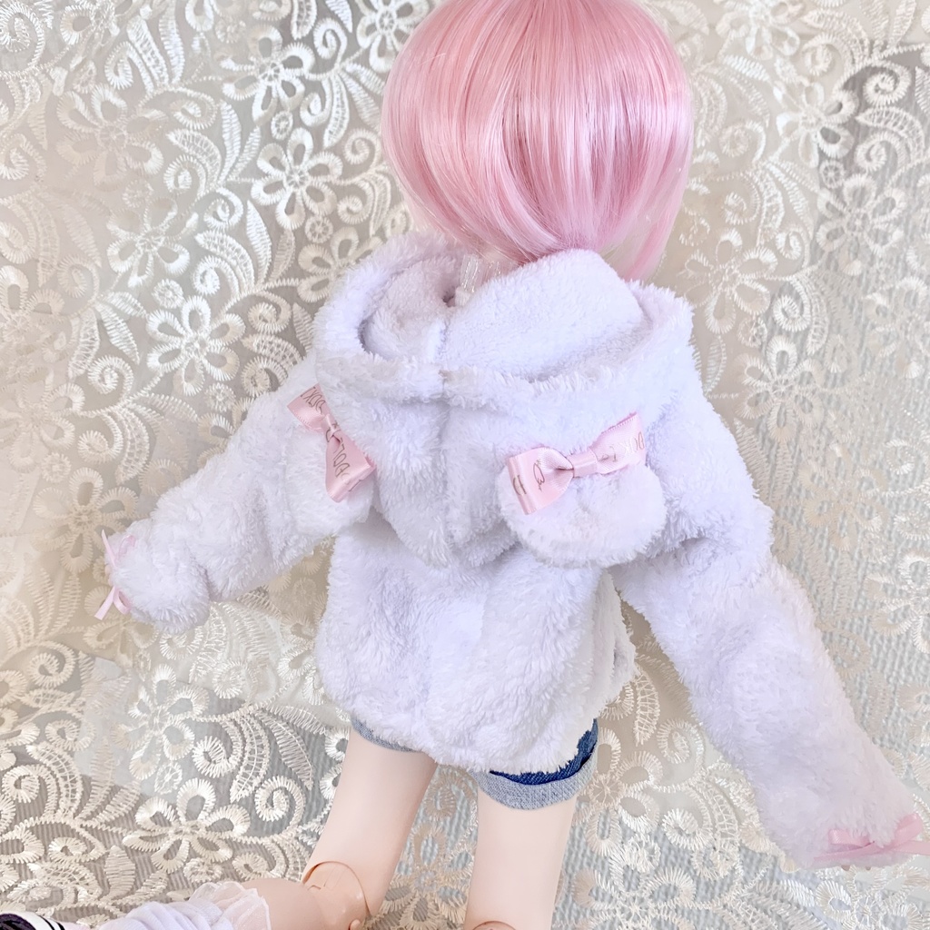 1/3 くま耳 パーカー MDD DD ドール服 オビツ50 もちあし くま ミント 白