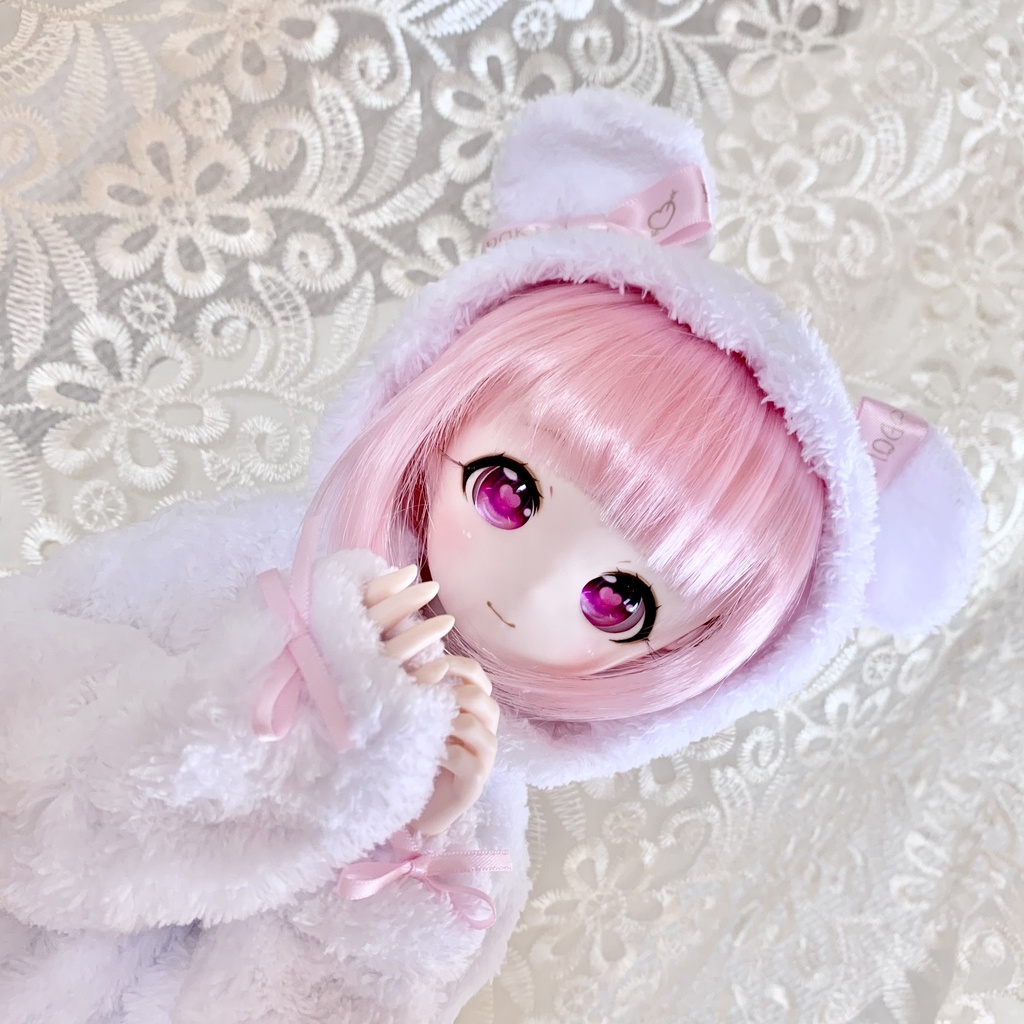 1/3 くま耳 パーカー MDD DD ドール服 オビツ50 もちあし くま ミント 白