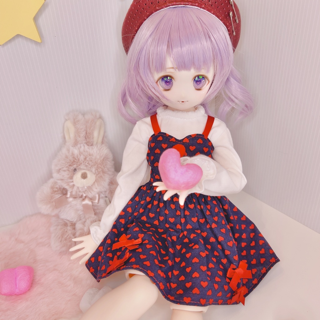 MDD ワンピース もちあし ドール服 1/3 1/4 アウトフィット ハートいっぱいワンピ
