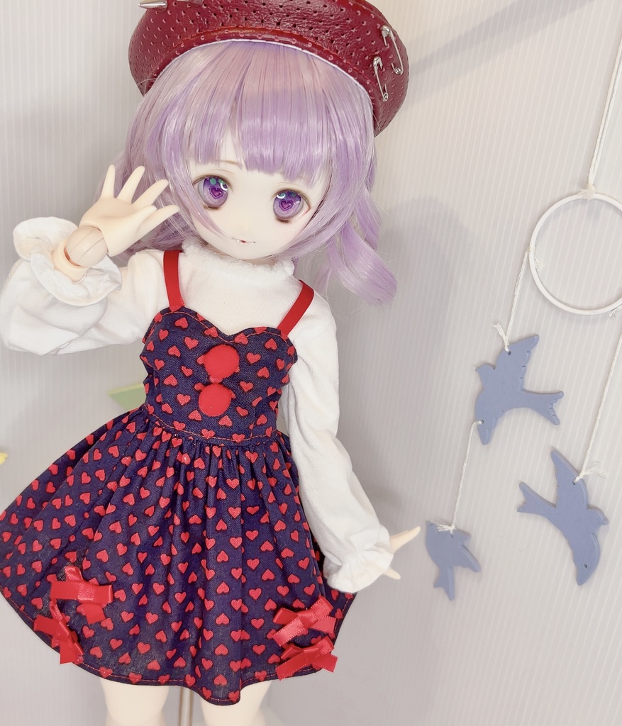 MDD ワンピース もちあし ドール服 1/3 1/4 アウトフィット ハートいっぱいワンピ