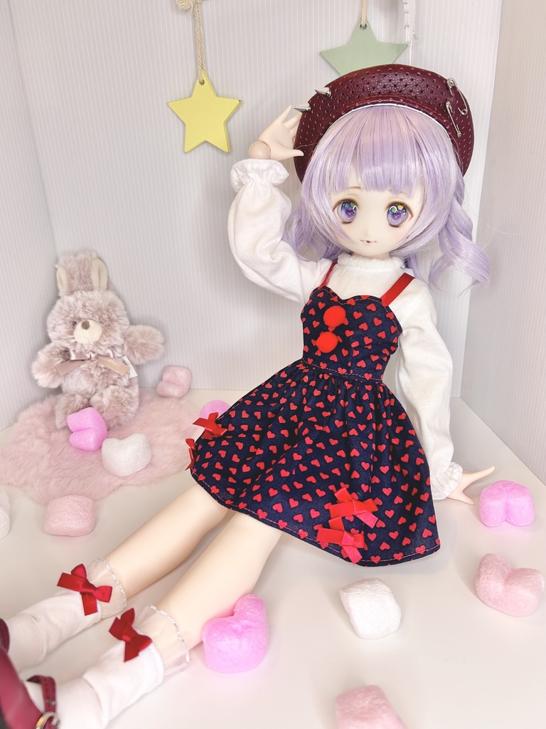 MDD ワンピース もちあし ドール服 1/3 1/4 アウトフィット ハートいっぱいワンピ