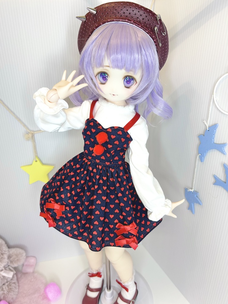 MDD ワンピース もちあし ドール服 1/3 1/4 アウトフィット ハートいっぱいワンピ