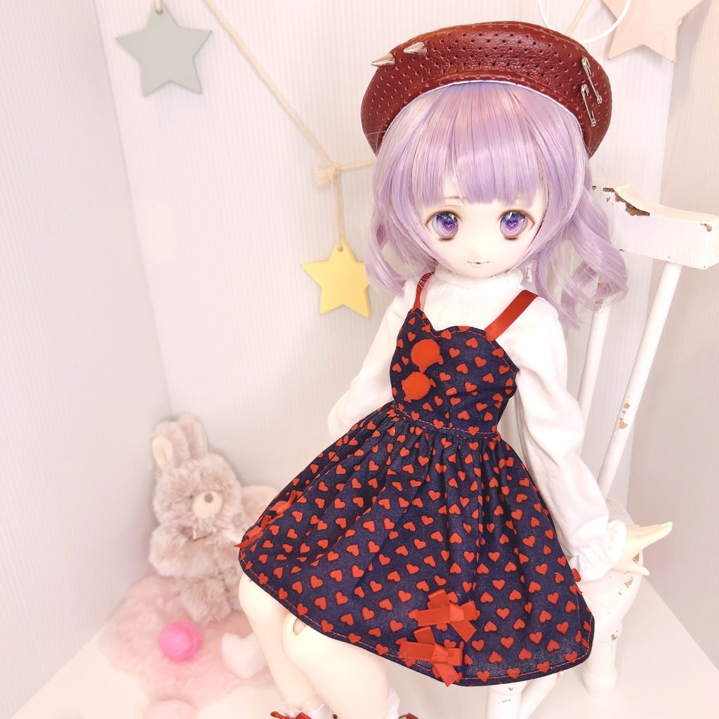 MDD ワンピース もちあし ドール服 1/3 1/4 アウトフィット ハートいっぱいワンピ