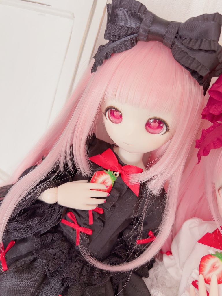 3点セット 黒×赤 ドール服 ワンピース 1/3 1/4 MDD もちあし 苺