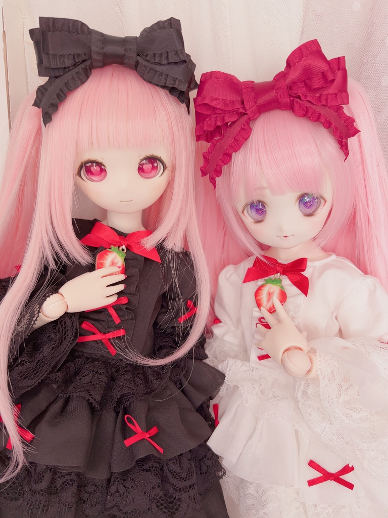 3点セット 黒×赤 ドール服 ワンピース 1/3 1/4 MDD もちあし 苺