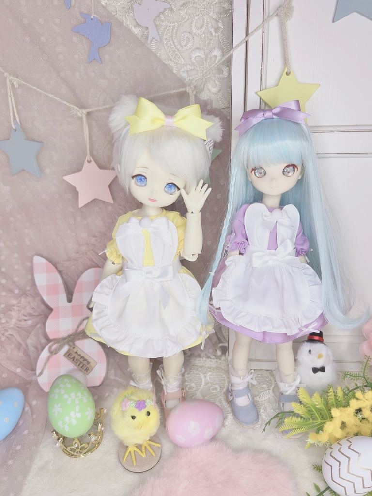 【うさ耳エプロンSET】1/6 セット ドール服 幼SD tinyfox IMOMODOLL ワンピース