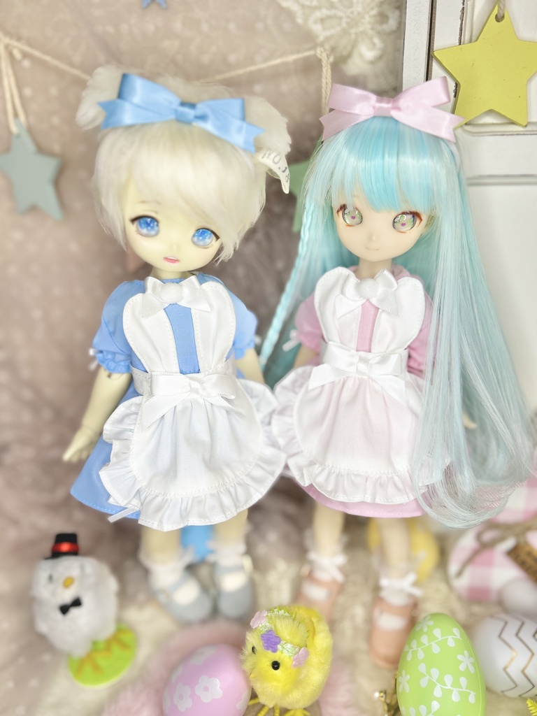 【うさ耳エプロンSET】1/6 セット ドール服 幼SD tinyfox IMOMODOLL ワンピース