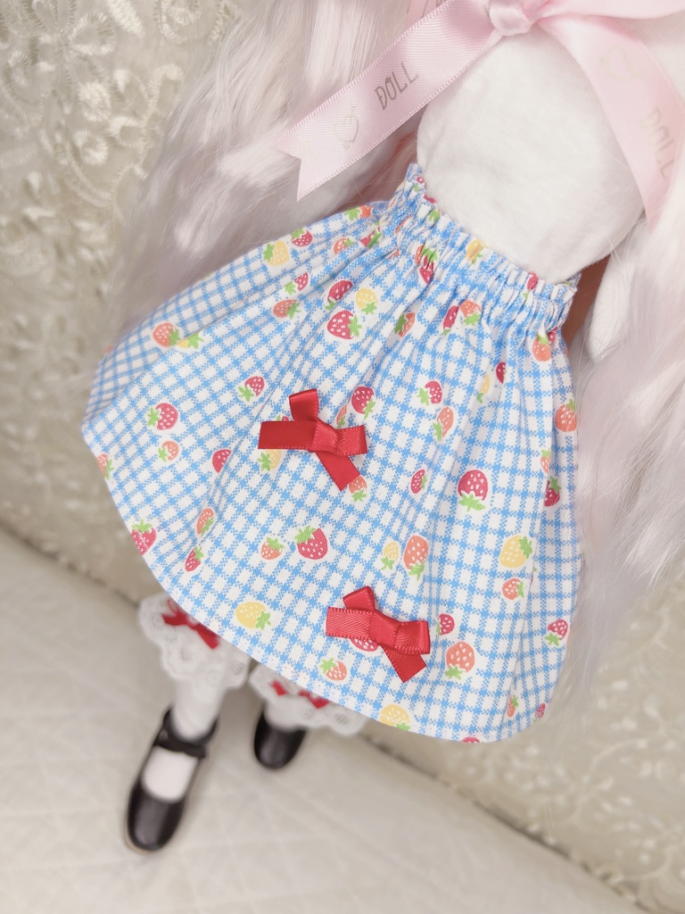 セット 苺 ギンガム スカート 1/4 1/3 imomodoll MDD 水色 服