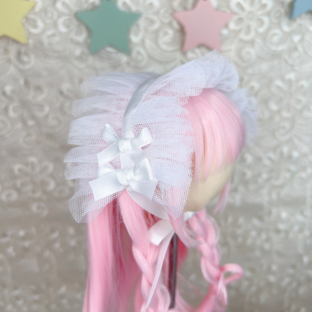 チュールヘッドドレス (7インチ 9インチ DD MDD ドール ロリータ 幼SD など)
