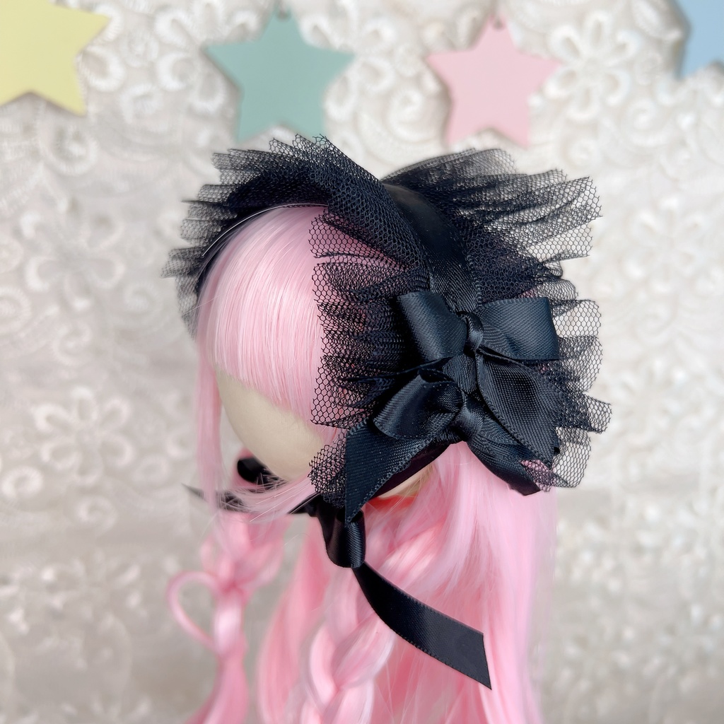 チュールヘッドドレス (7インチ 9インチ DD MDD ドール ロリータ 幼SD など)