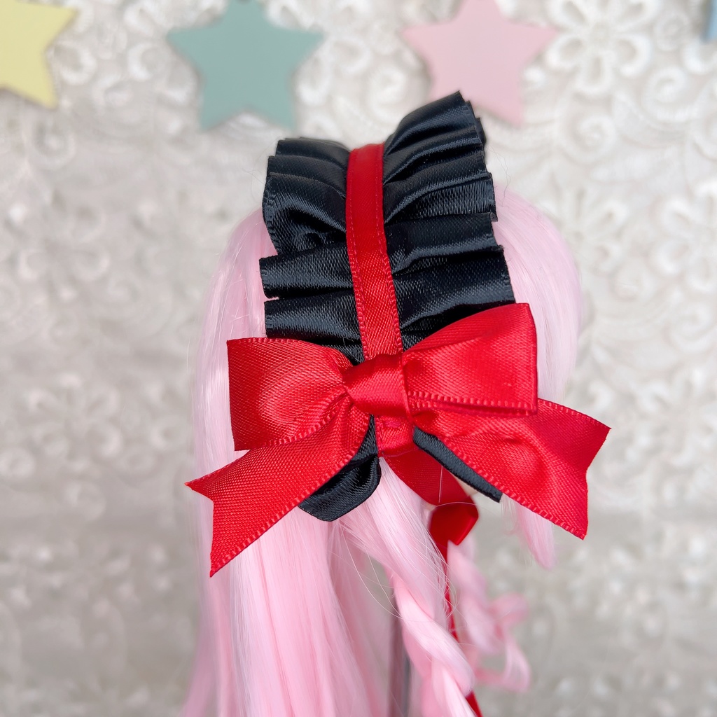 サテンヘッドドレス (7インチ 9インチ DD MDD ドール ロリータ 幼SD など)