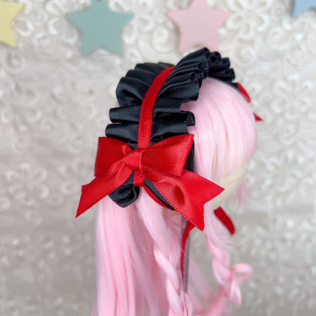 サテンヘッドドレス (7インチ 9インチ DD MDD ドール ロリータ 幼SD など)