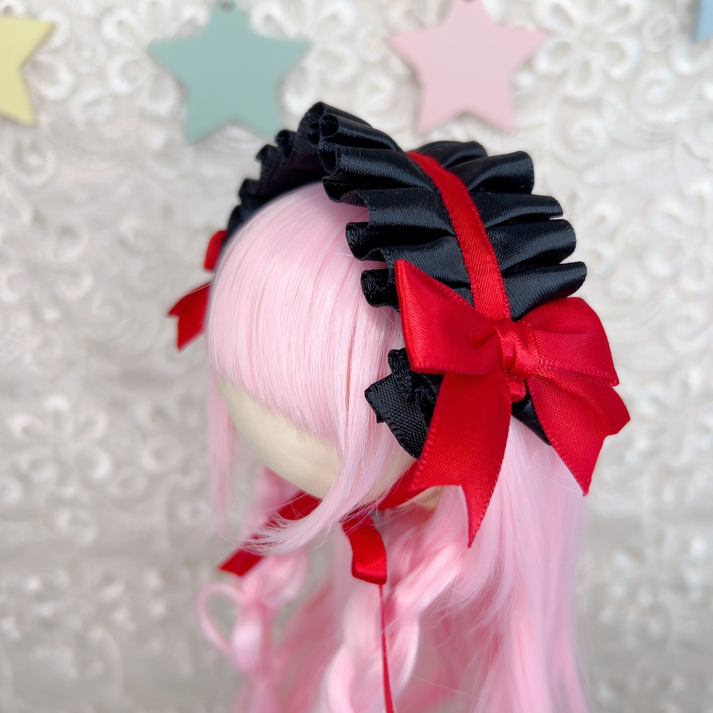 サテンヘッドドレス (7インチ 9インチ DD MDD ドール ロリータ 幼SD など)