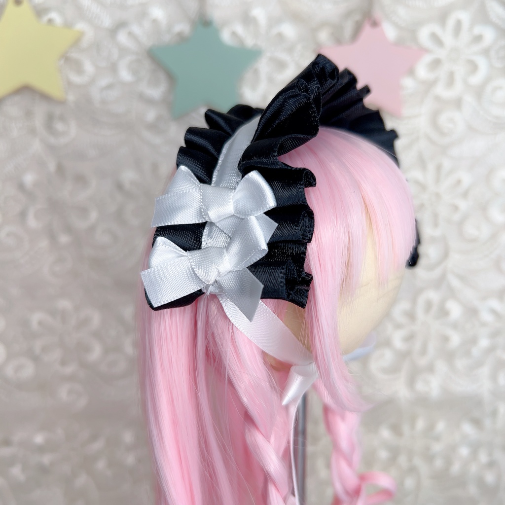 サテンヘッドドレス (7インチ 9インチ DD MDD ドール ロリータ 幼SD など)