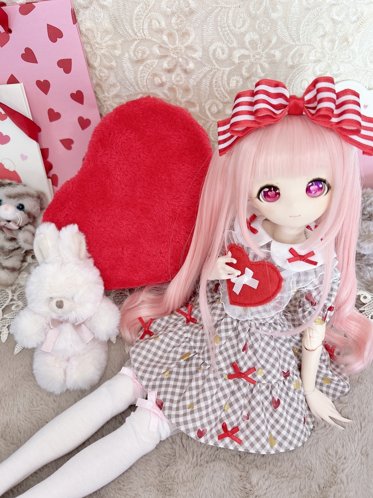 3点セット バレンタイン ワンピース 1/4 1/3 MDD imomodoll ギンガムチェック