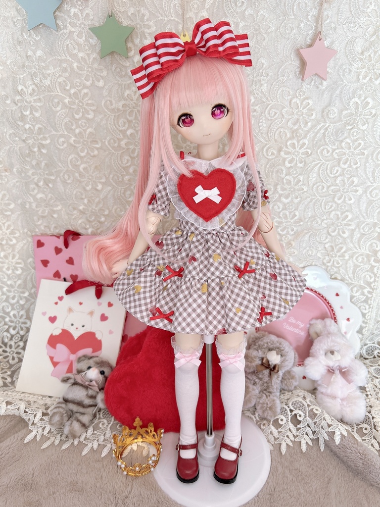 3点セット バレンタイン ワンピース 1/4 1/3 MDD imomodoll ギンガムチェック