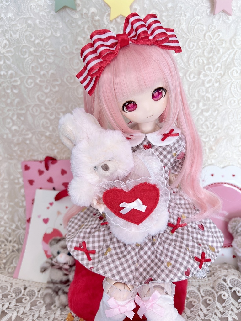3点セット バレンタイン ワンピース 1/4 1/3 MDD imomodoll ギンガムチェック