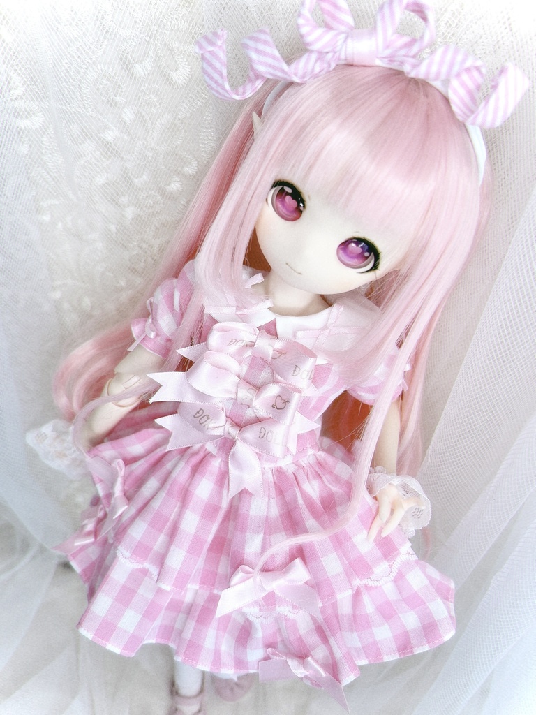 4点セット ギンガムワンピース 1/4 1/3 MDD imomodoll