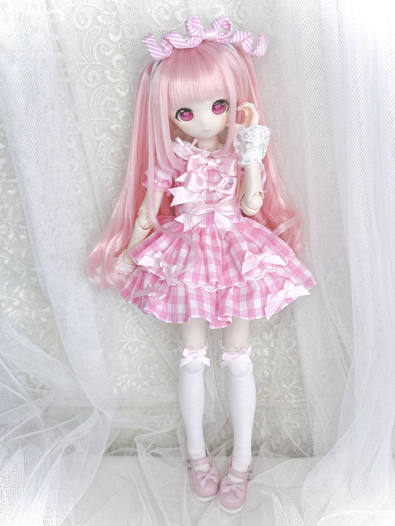 4点セット ギンガムワンピース 1/4 1/3 MDD imomodoll