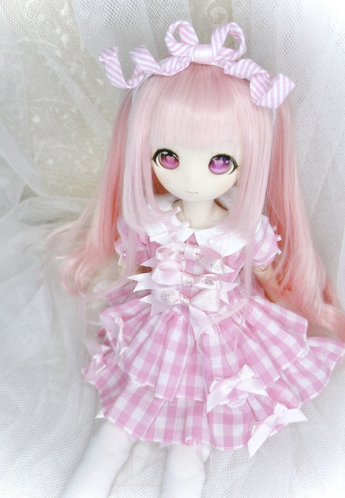 4点セット ギンガムワンピース 1/4 1/3 MDD imomodoll