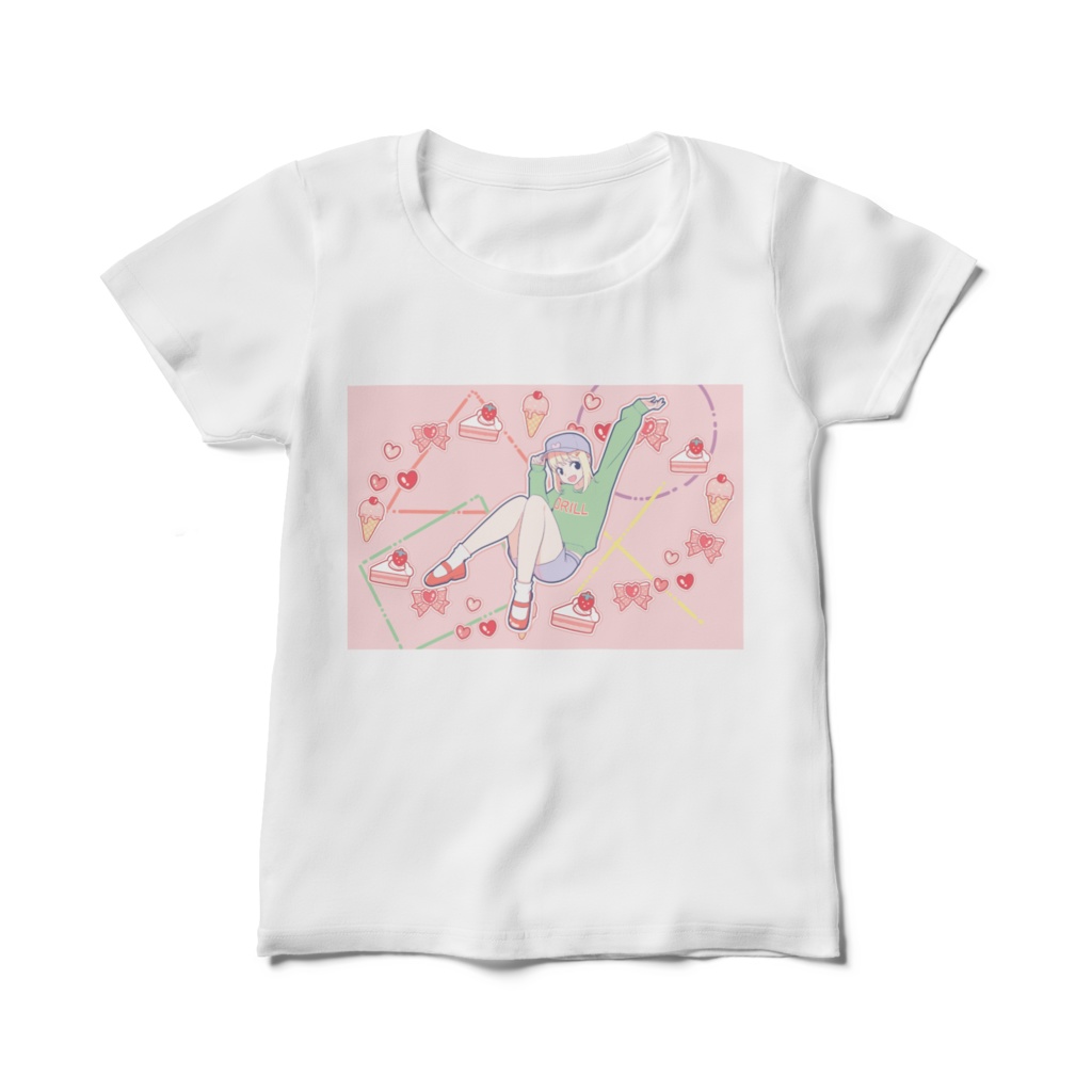 Tシャツ(レディース,前面プリント)【Girl in a hat】