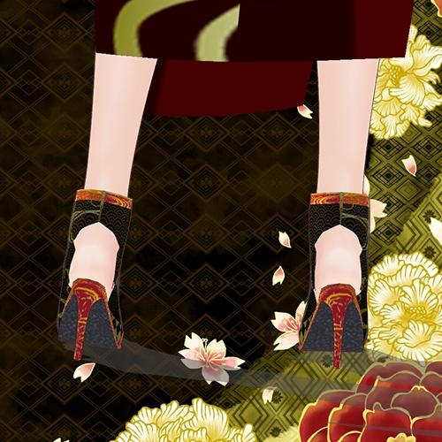 ネイル付き和柄サンダル