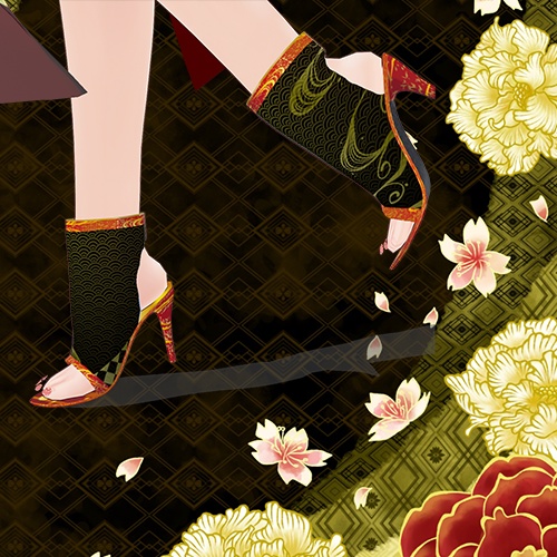 ネイル付き和柄サンダル