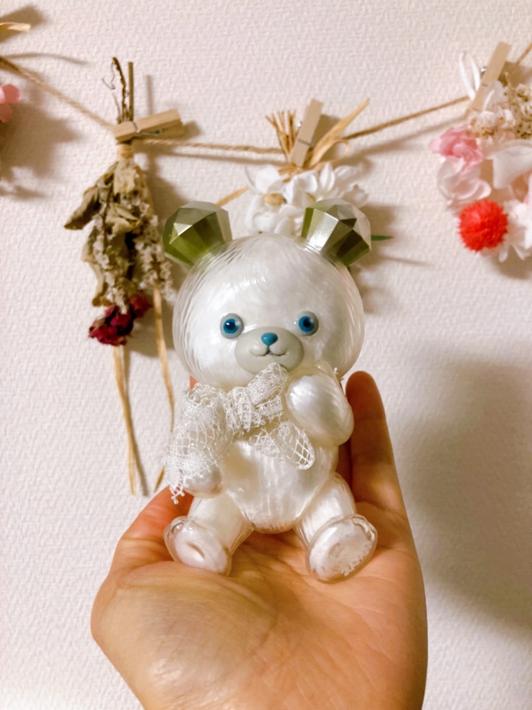 【JEWEL BEAR Fluffy White Wadding Crystal Teddy Custom】