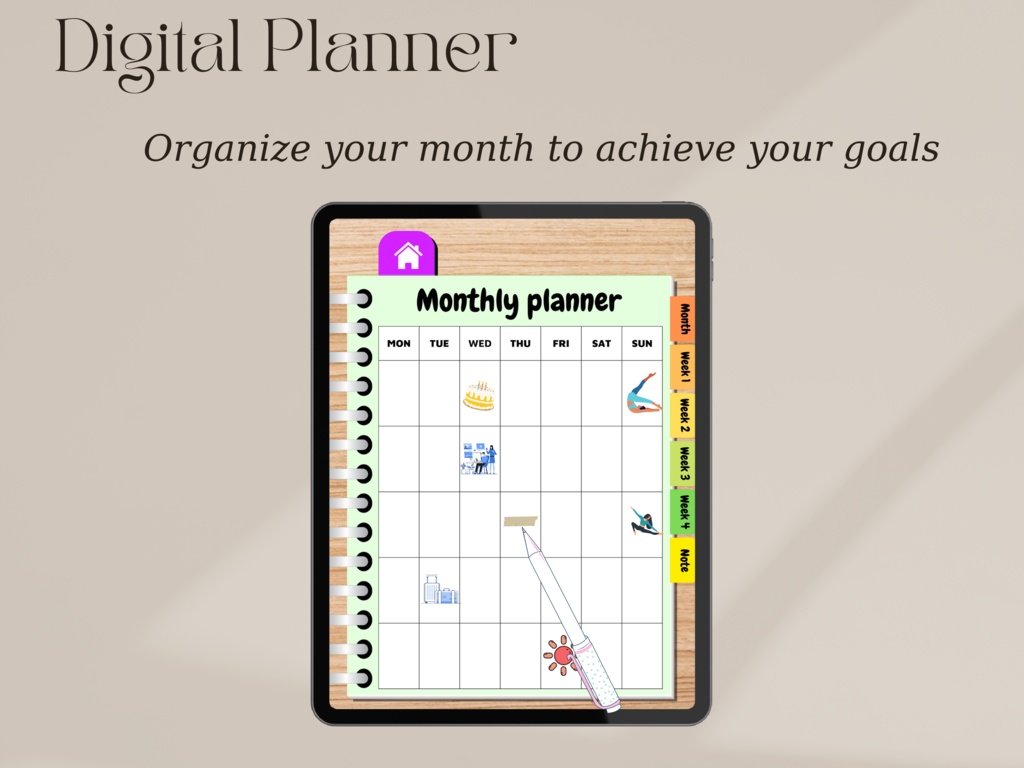 monthly digital planner 1ヶ月手帳