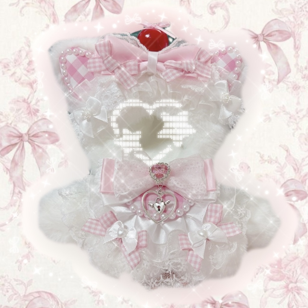 ぬい服 お座りぬい服 猫 10cm ピンク