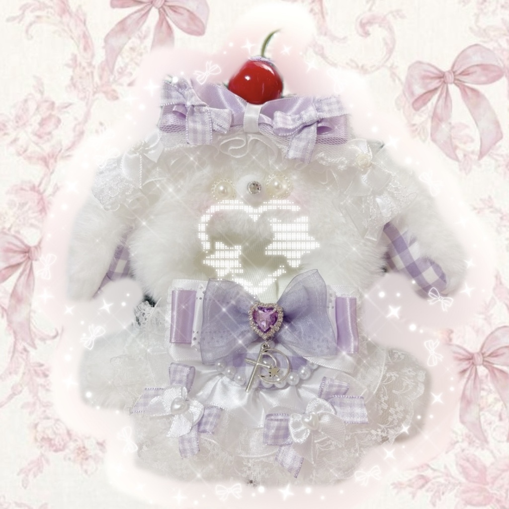 ぬい服 お座りぬい服 垂れ耳 パープル 10cm