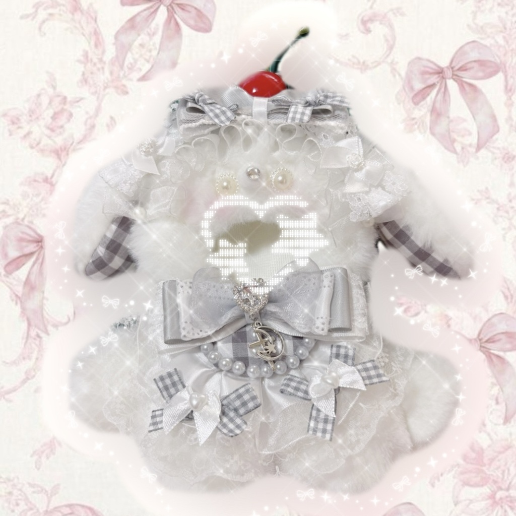 ぬい服 お座りぬい服 垂れ耳 グレー 10cm